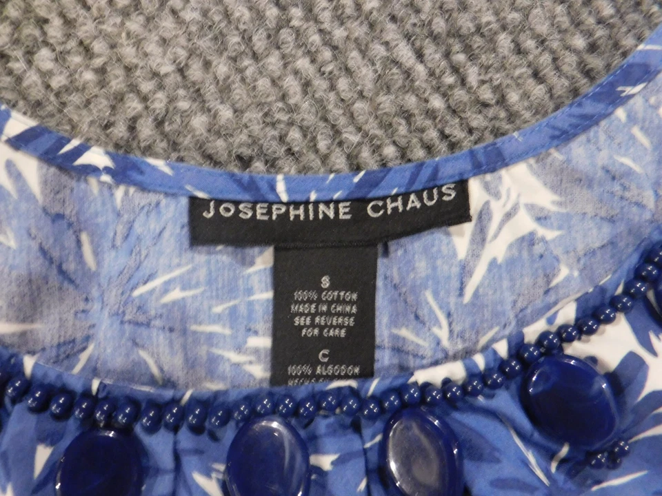 Blusa mujer Josephine pequeña azul floral sin mangas elástica Foto 4 de 4