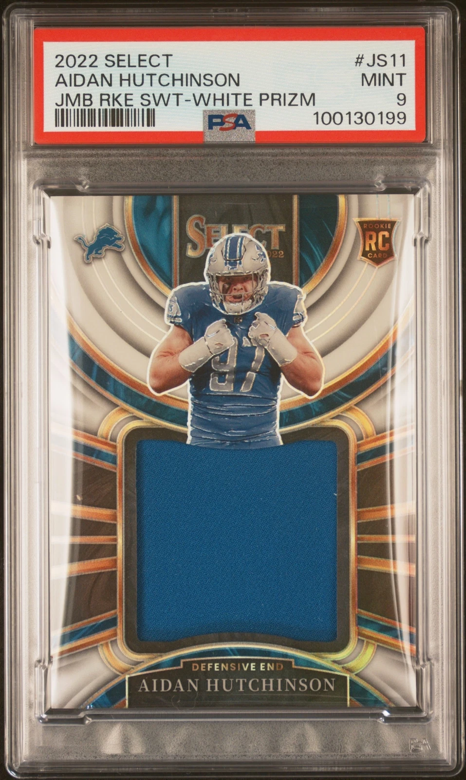 Aidan Hutchinson Panini Select Jumbo Rookie Swatch #JS11 White Prizm