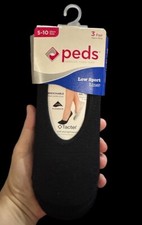 NEW Peds Low Sport Liner shoe sizes 5-10 Woman's Black Set of 3 pair Socks W-s