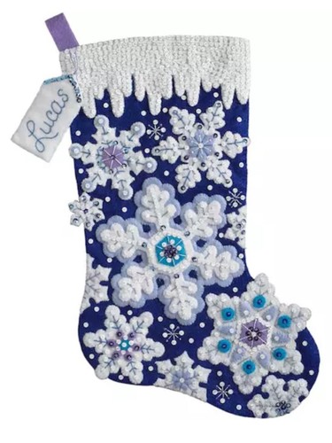 New Bucilla Special Edition Sparkle Snowflakes Felt Stocking Kit - 18 Inches - Picture 2 of 8