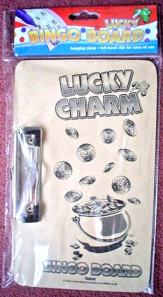 LUCKY CHARM BINGO BOARD WITH CLIP - NEW