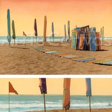 36W"x24H" BEACH JAM by ROBIN R HIX COLORFUL SEASCAPE CANVAS