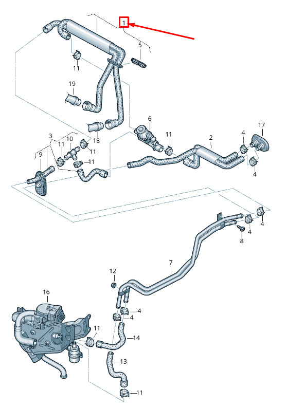 Durite de liquide de refroidissement moteur Audi A6 Avant C7 4G1265347Ag