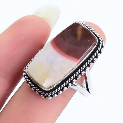 Mookaite Gemstone Handmade Ethnic Silver Jewelry Ring Size 9 RRJ16975