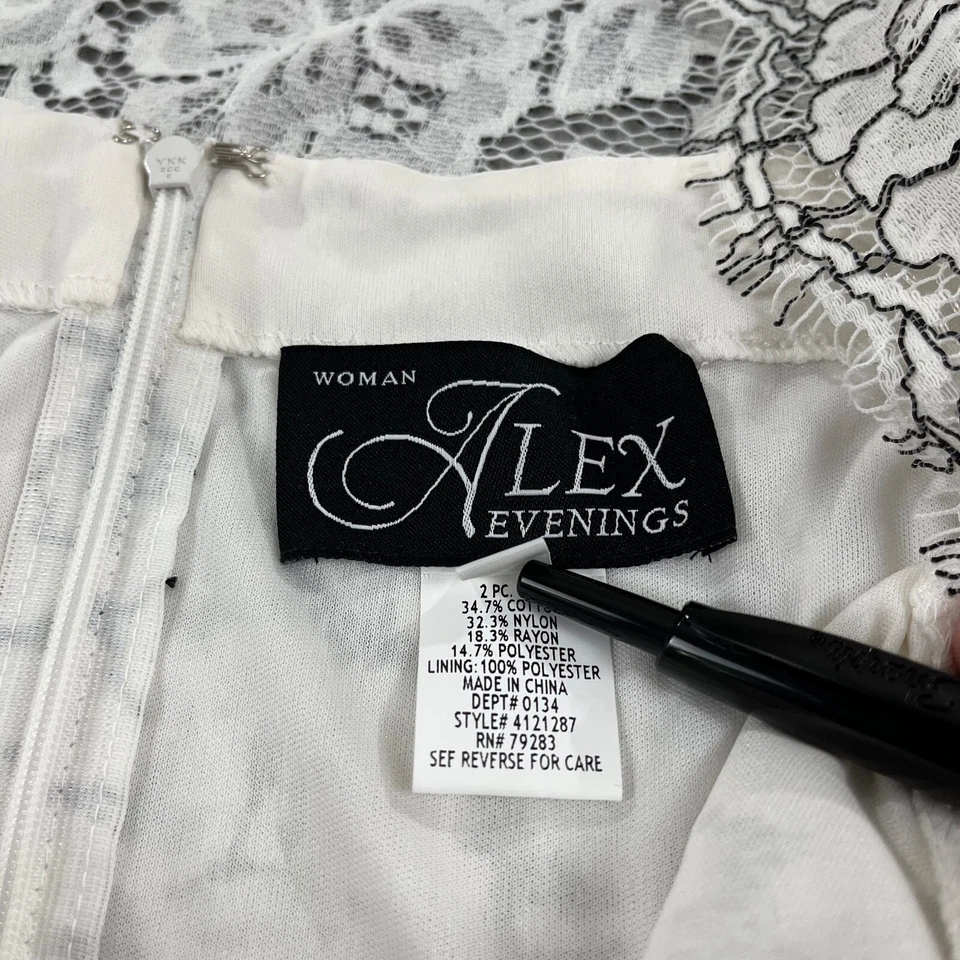 ALEX EVENINGS Mujer Talla 3X 2 Piezas Conjunto Negro Blanco Floral Chaqueta Tanque Malla Foto 3 de 4