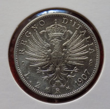 2 Lire 1907 Aquila Sabauda Argento 835/1000 Vittorio Emanuele III 1900-1943 (A