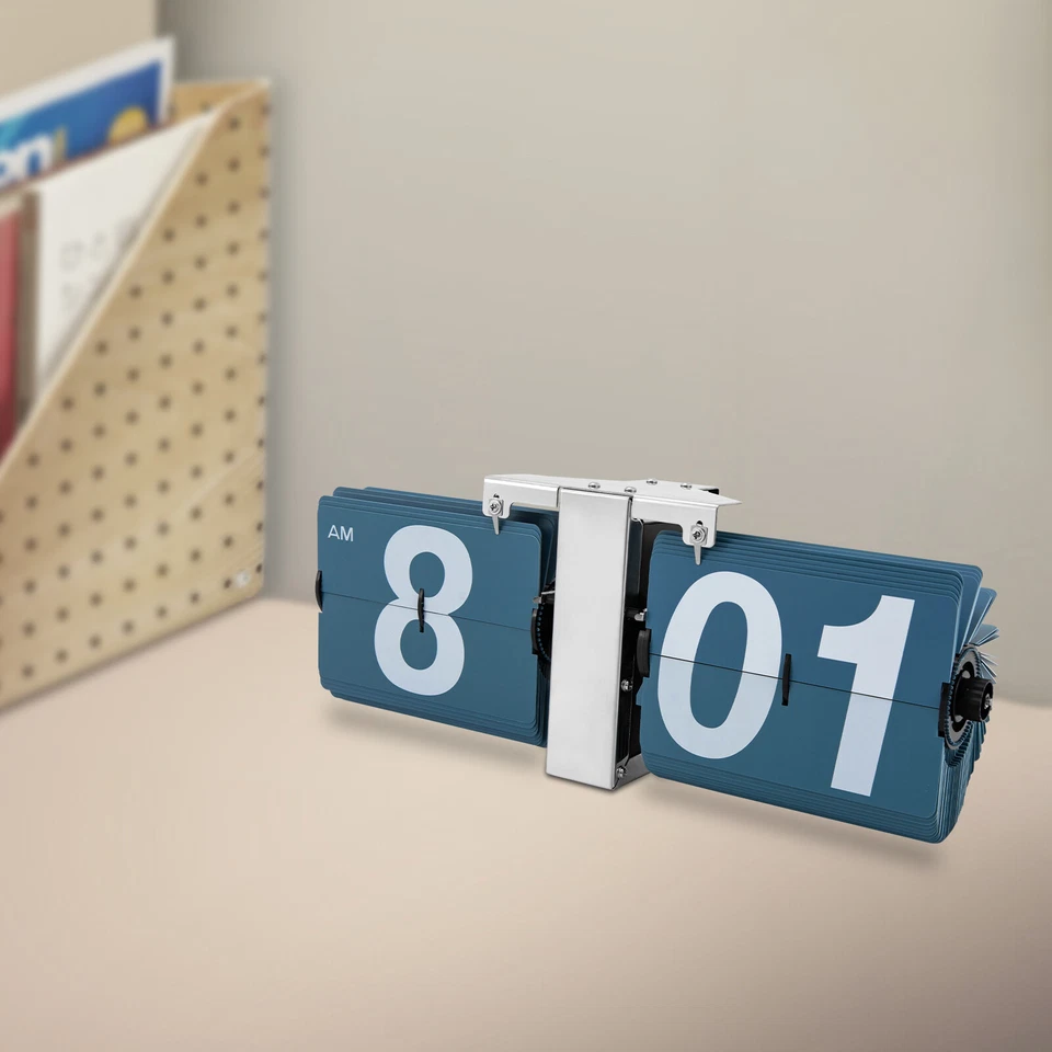 Retro Flip Desk Clock Classic Mechanical Digital Display Battery Powered 12 Hour - Image 3 of 4