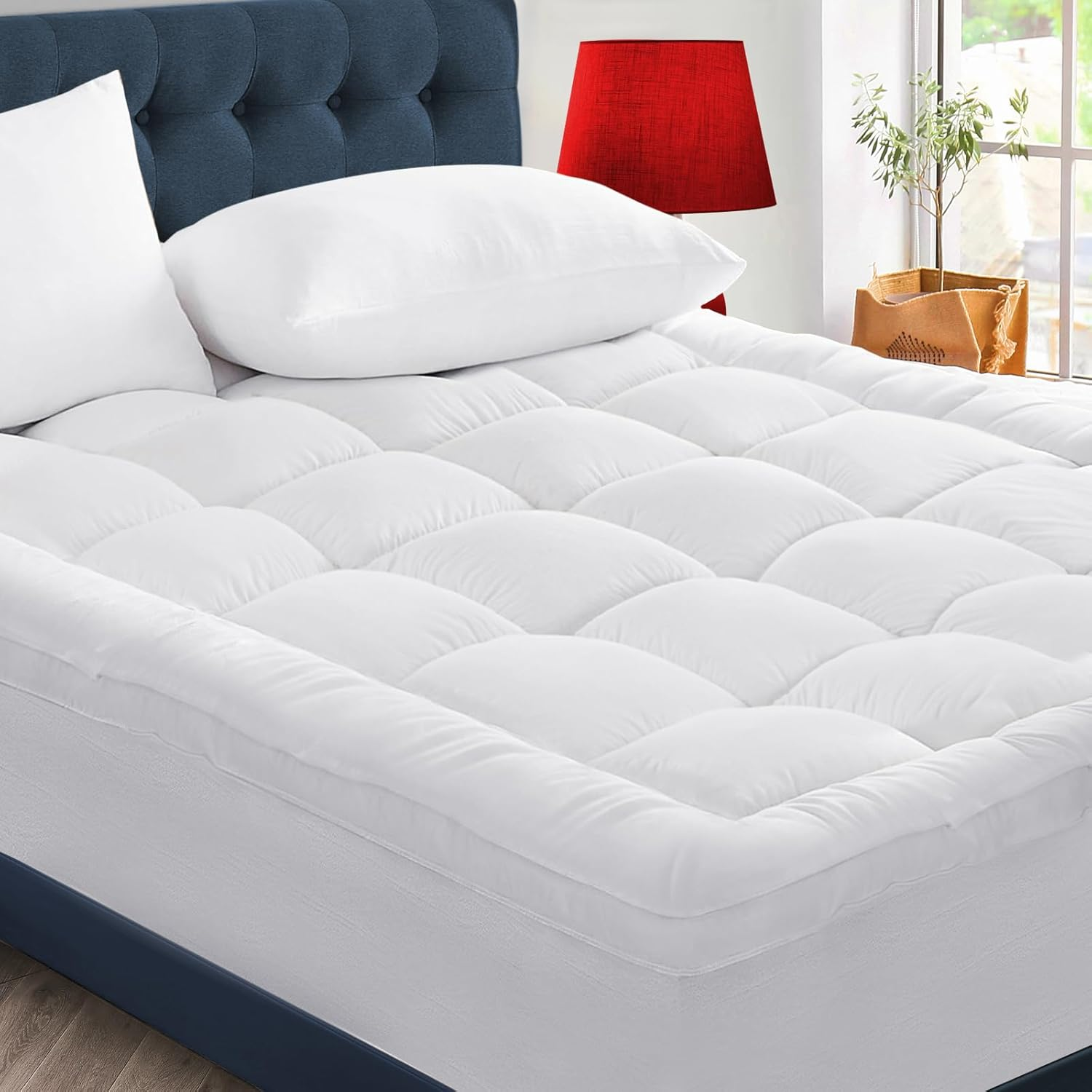 Mattress Topper Super Queen Size - Extra Thick Cooling Mattress Pad Cover for Ba