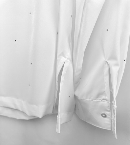 Modern Works Button Up Shirt Women's XXL Bright White Sparkly Studs Slits - Picture 10 of 17