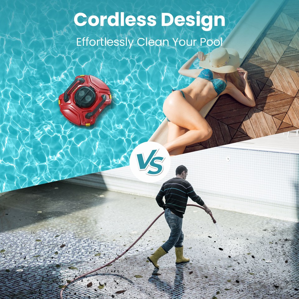 Automatic Pool Cleaner Robot – Robotic Vacuum For Above & Inground Pools | Quick Charge, Cordless, 90min Runtime