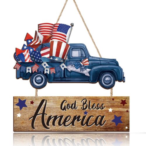 Geelin 4th of July Door Sign Patriotic Front Door Decor or Porch Decorations