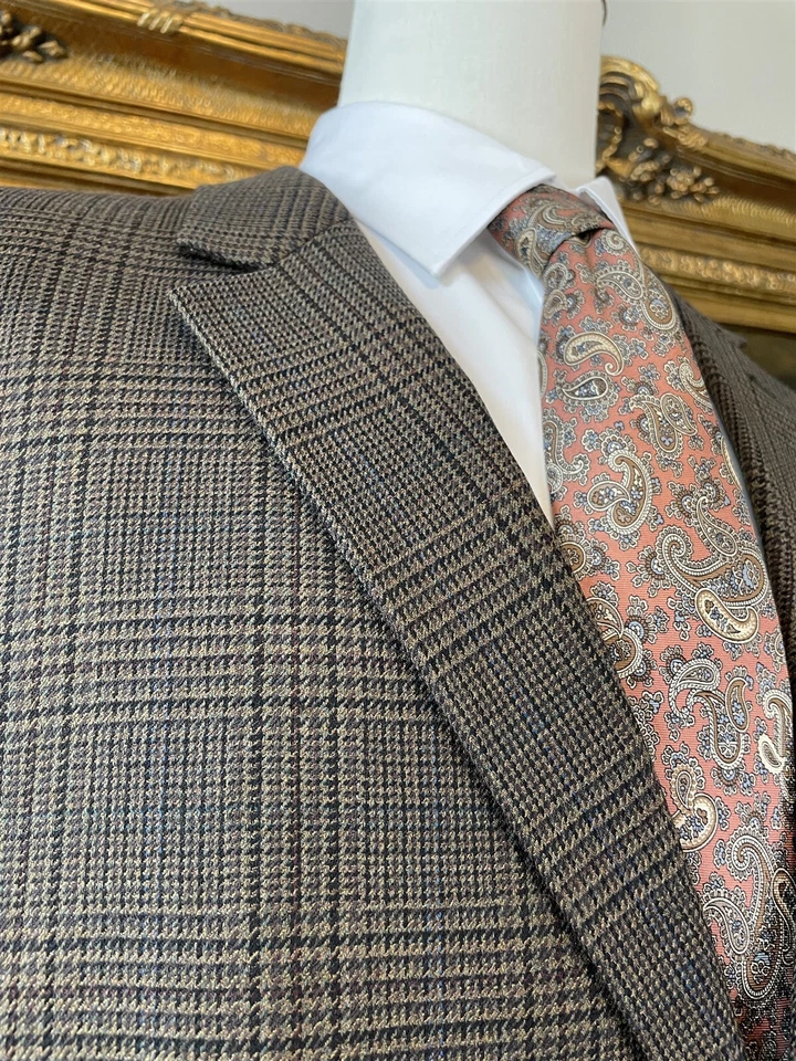 Blazer Chaqueta Deportiva De Colección Andrew Fezza 46L 100% Lana Worsted Marrón Cuadros Glen 2Btn Foto 4 de 4