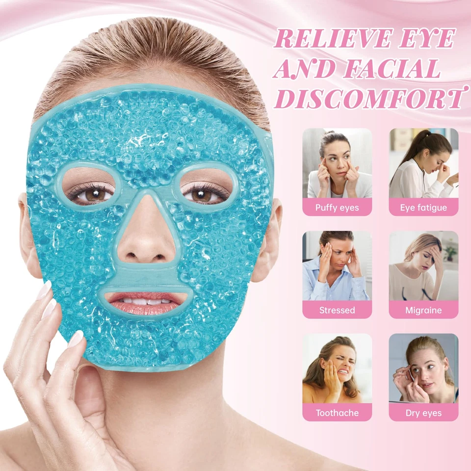 ZNÖCUETÖD Rodillo facial de hielo Rodillo facial de jade y máscara facial de hielo Gel de enfriamiento en frío  Foto 2 de 4