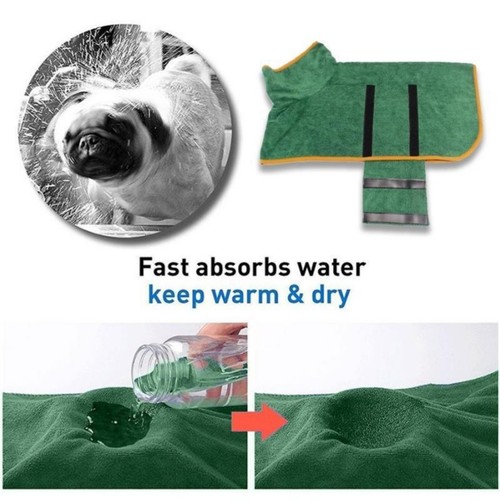 Dog Microfibre Bathrobe Dog Towel Wrap Super-Absorbent Dog Drying Coat Bath Robe - 第 4/17 張圖片