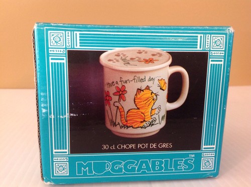 Muggables Coffee Mug Tea Cup Ceramic Cat 10Oz Stoneware Vintage Lid Japan - Picture 2 of 8