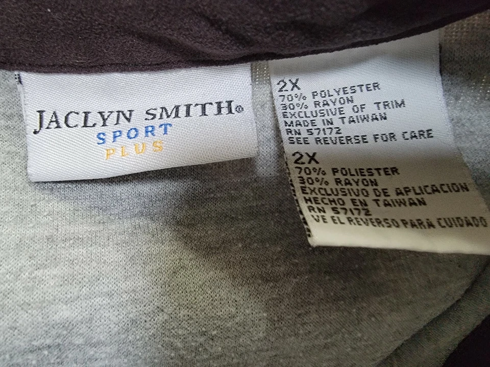 Jaclyn Smith Womens Shirt Top Blouse Size 2X Gray Black - Image 2 of 4