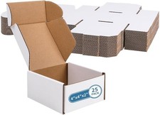 4" x 4" x 2" White Corrugated Cardboard Shipping Boxes Set of 25