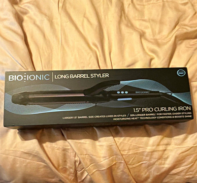 Bio Ionic Long Barrel Styler 1.5 in Curling Iron Ceramic Moisturizing Heat Black