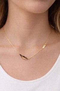 Authentic New 18k Gold Plated Feather Necklace STAINLESS STEEL - Celebrytka Naszyjnik