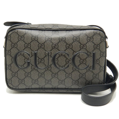AUTH GUCCI MINI SHOULDER BAG 768391 GG SUPREME CANVAS BLACK SILVER