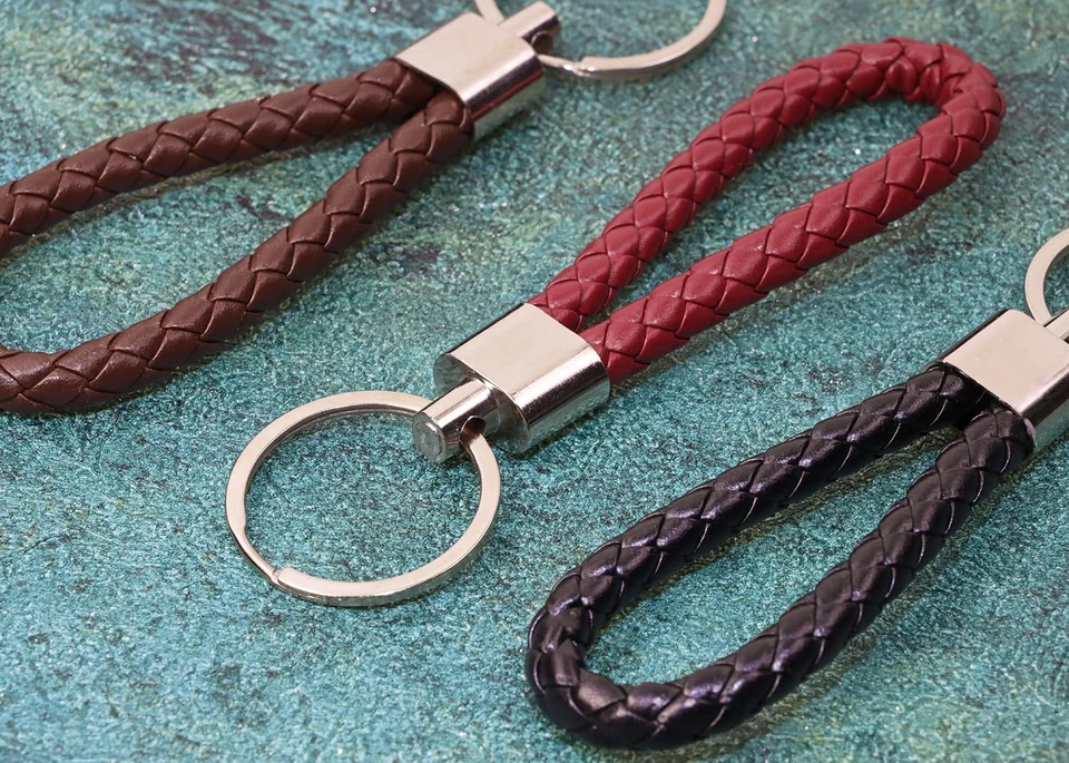 Llavero de cuero trenzado llavero de coche anillo correa tejida llavero accesorios para M Foto 3 de 4