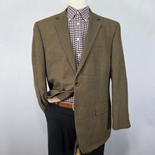 Izod Men's Sport Coat Blazer Two Button Brown Houndstooth Poly Blend 44R