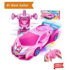 Pink Unicorn Transform RC Cars for Girls Toys with Rainbow Eyes Underbody L...