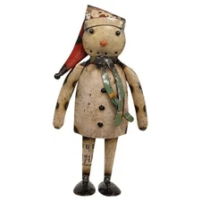 NEW Primitive SNOWMAN RECYCLED METAL Anna CHRISTMAS 10"T x 5.5"W Winter