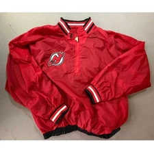 New Jersey Devils Pro Player Reversible Pullover Windbreaker Jacket Mens L Red