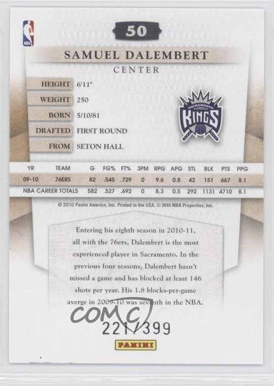 2010-11 Timeless Treasures /399 Samuel Dalembert #50 - Image 2 of 2