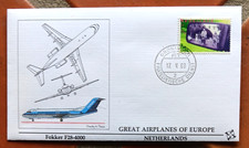 NETHERLANDS FOKKER F28-4000 GREAT AIRPLANES OF EUROPE 1988 FLEETWOOD CACHET FDC