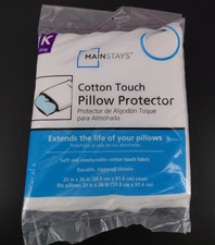 Mainstays Cotton Touch Pillow King Cover White Zippered NEW Single 20x36"