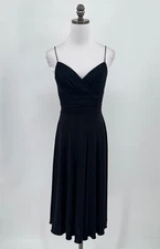 Anne Klein Black Stretch Ruched Waist Strappy Formal Fit Flare Dress Sz 6 NEW