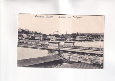 F5858) Postcard view of BUDAPEST with bridge in the foreground OLD AK