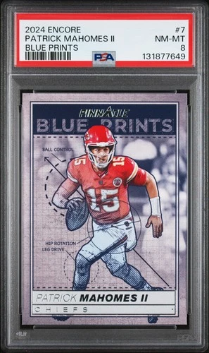 2024 PANINI ENCORE BLUE PRINTS #7 PATRICK MAHOMES II PSA 8