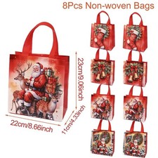 4/8pcs Christmas Gift Bags Santa Non-Woven Bags Xmas New Year Packaging.