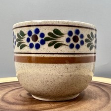 Cuenco de cerámica Capula flor azul capulina México - Firmado Sr Ventura Ruiz López