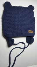 Baby Hat Cute Bear Toddler Earflap Knit Beanie Fall 6-12M Months Navy