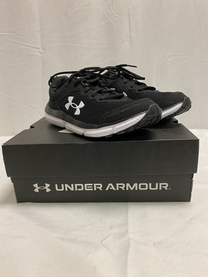 Under Armour Charged Assert 10 Womens Black White Lace Up Running Shoes Size 7.5