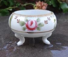 Handpainted NIPPON Porcelain Open Salt Dip, Cellar, Dish w/Roses!