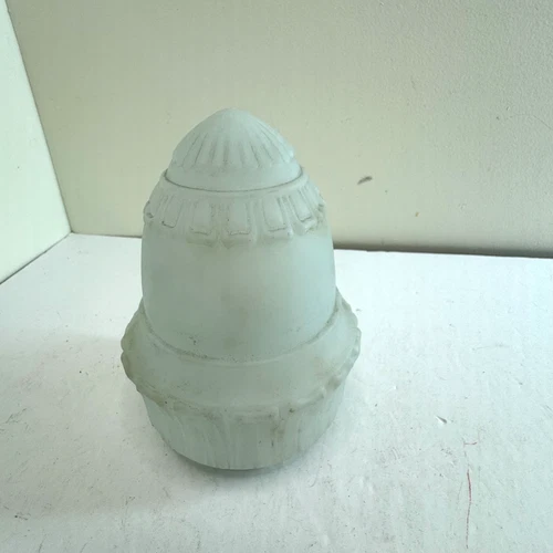 Vintage 1930s Frosted Glass Lamp Shade Globe Art Deco Milk Glass Light Fixture