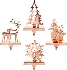 Christmas Stocking Holders for Mantel Set of 4 - Vintage one size, Rose Gold 