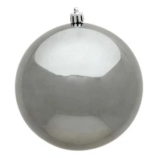 Vickerman 10" Contemporary Plastic Ball Ornament in Shiny Pewter