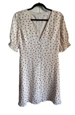 MADEWELL Women's Size 6 Strawberries 100% Silk Clover Button Front V-neck Dress