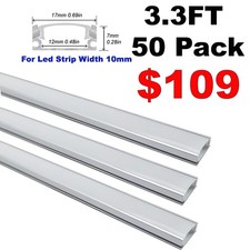 U Shape Aluminum Track 3.3FT 6.6FT Classic Style LED Strip Channel Holder 50Pack