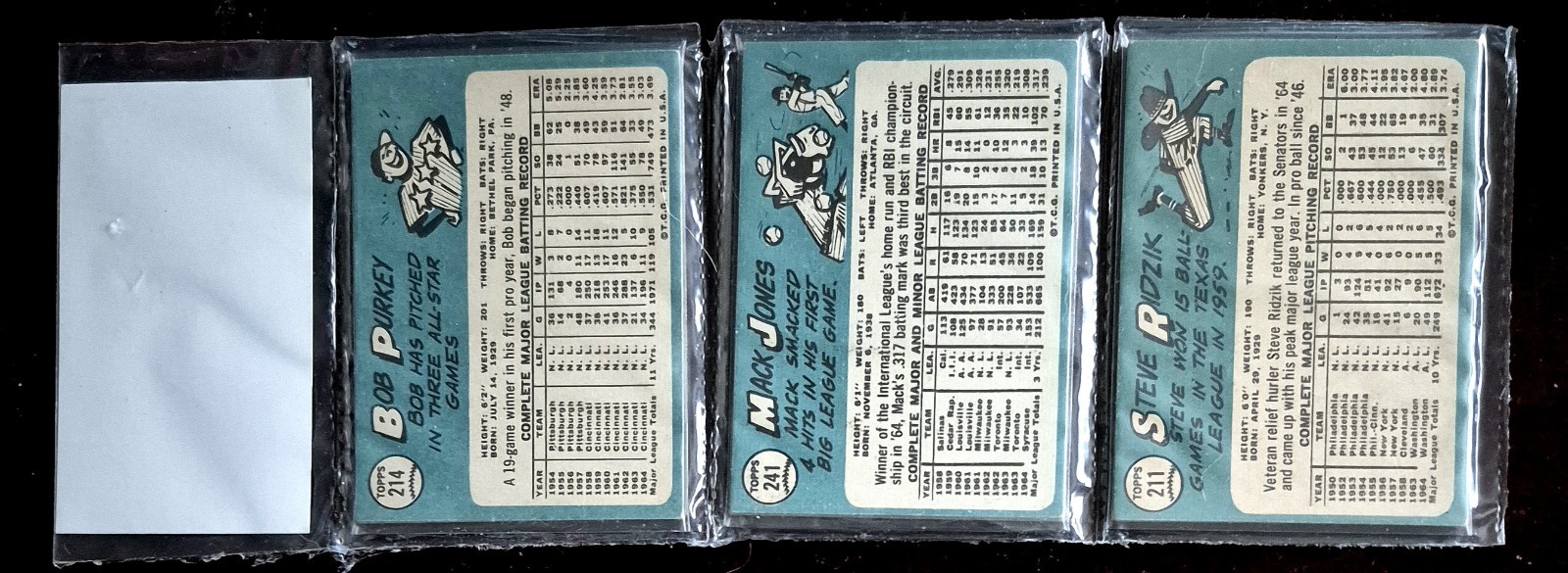 1965 Topps Baseball Rack Pack cards WILLIE HORTON, ALEX JOHNSON, 3rd Check List