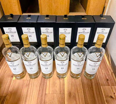 THE MACALLAN 18 700ml SCOTCH WHISKY EMPTY BOTTLE 6 set with BOX