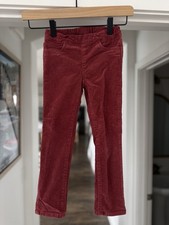 H M Girls Skinny Fit, Adjustable Waist, Maroon Corduroy Pants, Size 5T