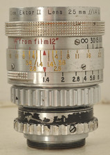 Kodak Cine Ektar II 25mm f1.4 Lens in C Mount for 16mm