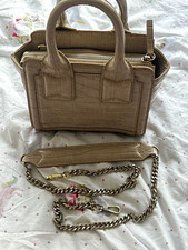 Zara Beige faux leather croc embossed mini top handle bag, chain strap, zip